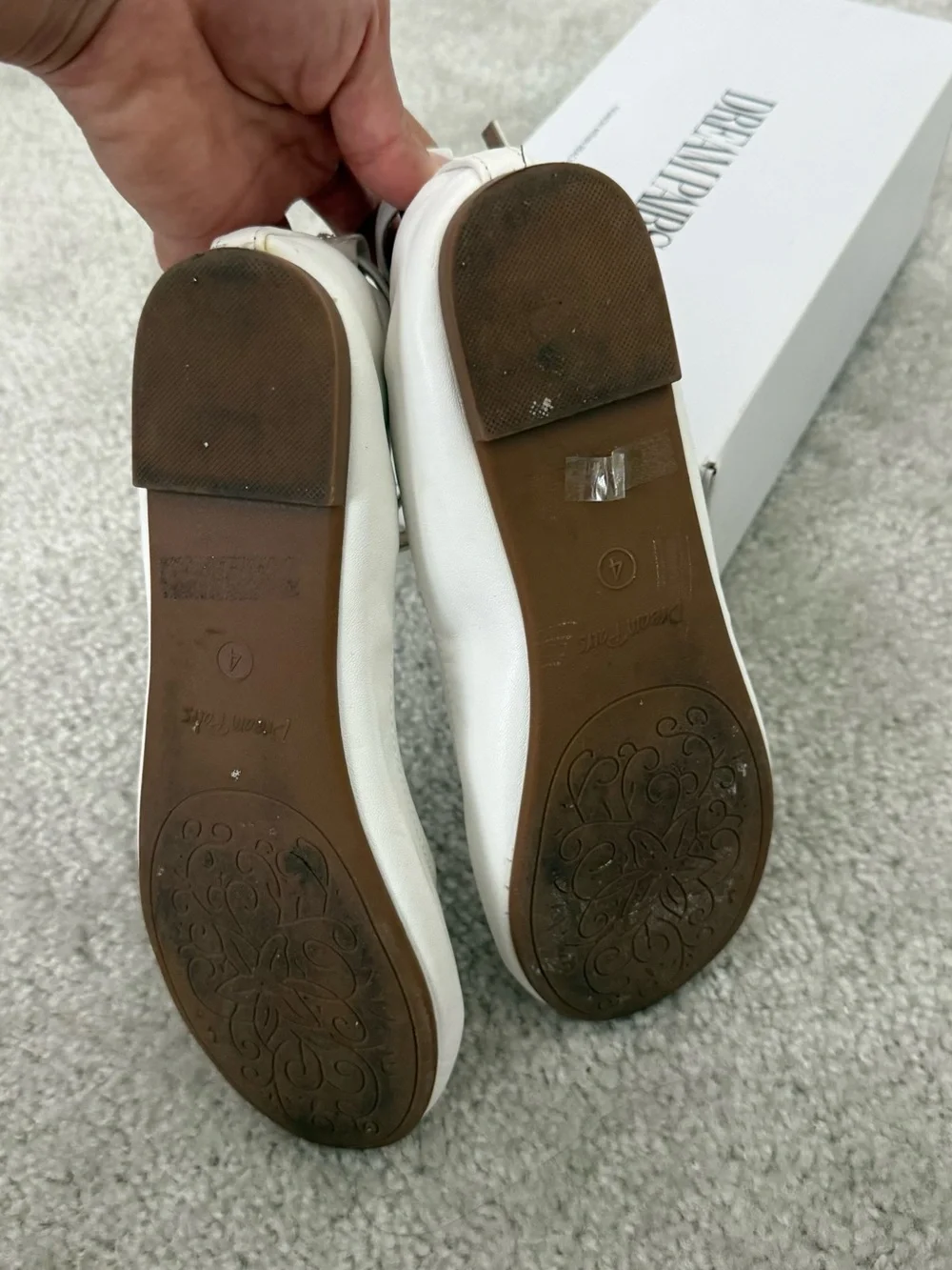 Dream Paris White Ankle-Strap Ballet Flats